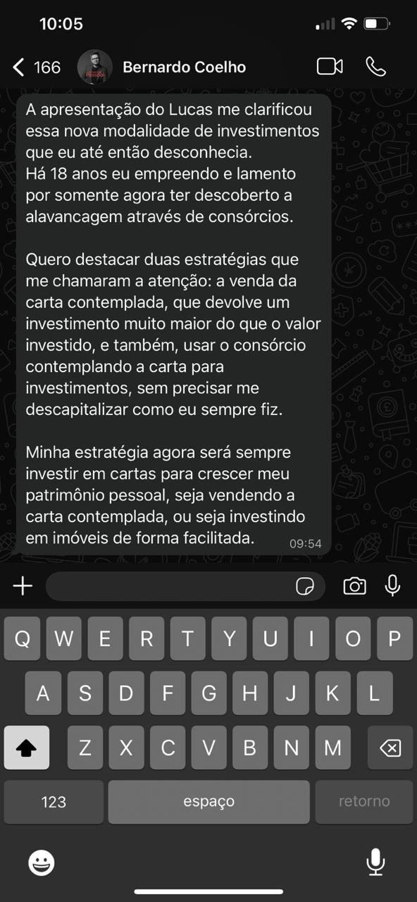 Depoimento de Bernardo Coelho via WhatsApp